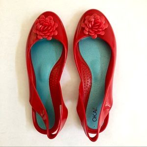 OKA b. Flat Slingback Sandals Red Size 8